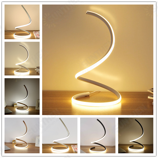 Modern Spiral LED Bedside Table Lamp Curved Desk Light Dimmable Warm White