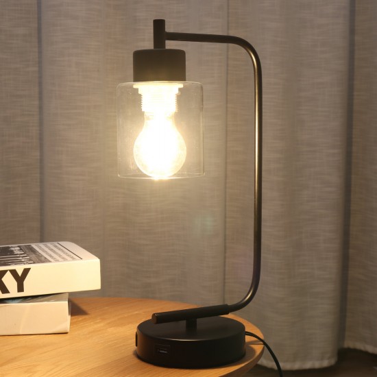 Modern Table Lamp Industrial Bedside Desk Light Bulb Lampshade Bedroom Home 220V