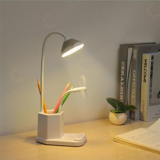 Multifunctional USB Rechargeable Touch Dimmable LED Table Lamp Pen Holder Mobile Phone Charging Folding Storage Stand Colorful Night Light