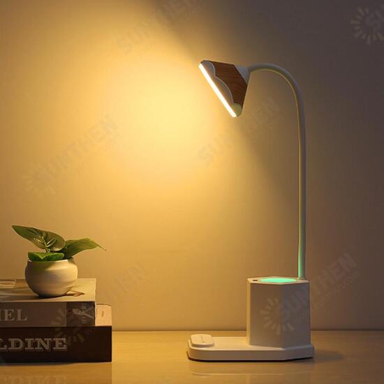 Multifunctional USB Rechargeable Touch Dimmable LED Table Lamp Pen Holder Mobile Phone Charging Folding Storage Stand Colorful Night Light