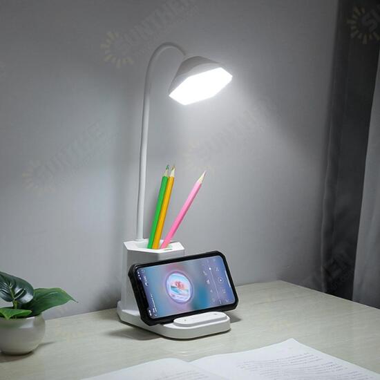 Multifunctional USB Rechargeable Touch Dimmable LED Table Lamp Pen Holder Mobile Phone Charging Folding Storage Stand Colorful Night Light