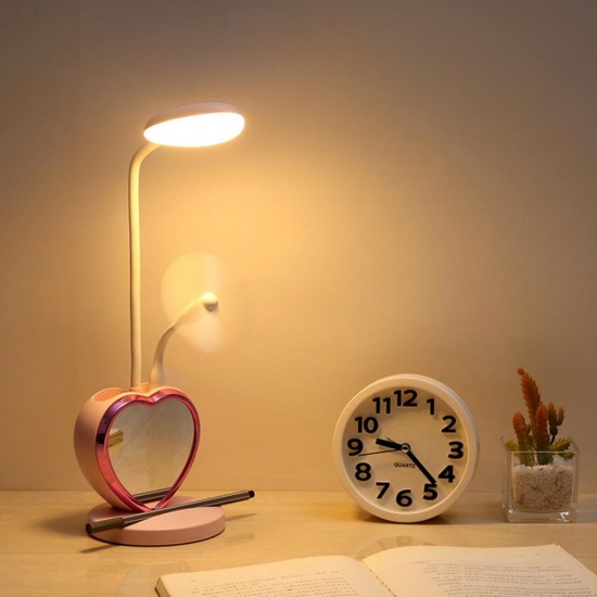 Multifunctional USB Rechargeable Touch Dimmable LED Table Lamp Pen Holder Mobile Phone Stand Magnet Mirror