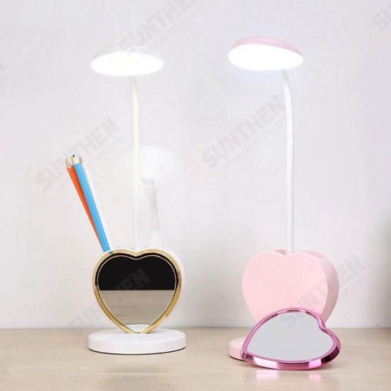 Multifunctional USB Rechargeable Touch Dimmable LED Table Lamp Pen Holder Mobile Phone Stand Magnet Mirror