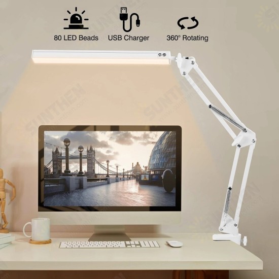 10W LED Desk Lamp Reading Table Lamps 3 Color Modes 10 Brightness Level Eye Caring Lights Dimmable Home Office Light