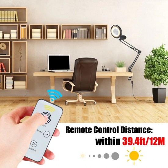Table Lamp USB 5X Magnifier Remote Control LED Magnifying Glass Light for Reading Crafts Hobby DIY Welding Third Hand