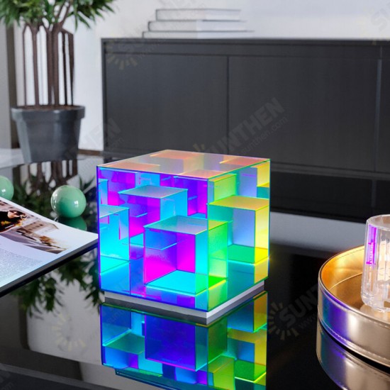 Cube LED Color Table Lamp Cube Box Acrylic Color Table Lamp for Bedroom Living Room