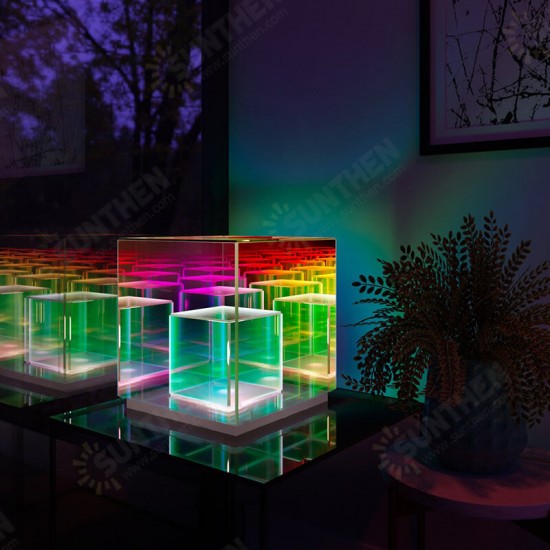 Cube LED Color Table Lamp Cube Box Acrylic Color Table Lamp for Bedroom Living Room