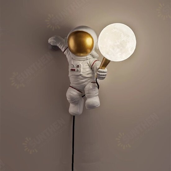 Nordic LED Personality Astronaut Moon Children's Room Wall Lamp Desk Lamp Bedroom Study Balcony Aisle Lamp Decoration