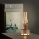 OLD DAYS T140004 Khaki 2-Light Cordless LED Oil Lamp Nightstand Kerosene Lamp Rechargeable with Airflow & Gravity Control