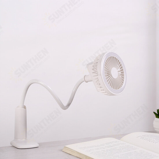 USB LED Clip Table Desk Fan Light Reading Night Light Lamp with Fan Rechargeable Flexible Adjustable