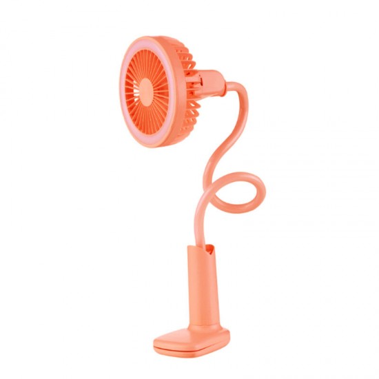 USB LED Clip Table Desk Fan Light Reading Night Light Lamp with Fan Rechargeable Flexible Adjustable