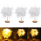 USB Modern White Feather Shade Table Lamp Lampshade Elegant Bedside Desk Night Light Home Bedroom Decor