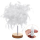 USB Modern White Feather Shade Table Lamp Lampshade Elegant Bedside Desk Night Light Home Bedroom Decor