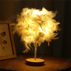 USB Modern White Feather Shade Table Lamp Lampshade Elegant Bedside Desk Night Light Home Bedroom Decor USB Modern White Feather Shade Table Lamp Lampshade Elegant Bedside Desk Night Light Home Bedroom Decor