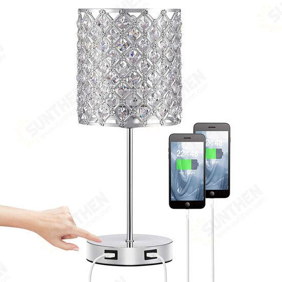 USB Rechargeable Crystal Desk Lamp Touch Dimming Bedside Lights Bedroom LED Night Light with Light Source