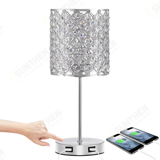 USB Rechargeable Crystal Desk Lamp Touch Dimming Bedside Lights Bedroom LED Night Light with Light Source