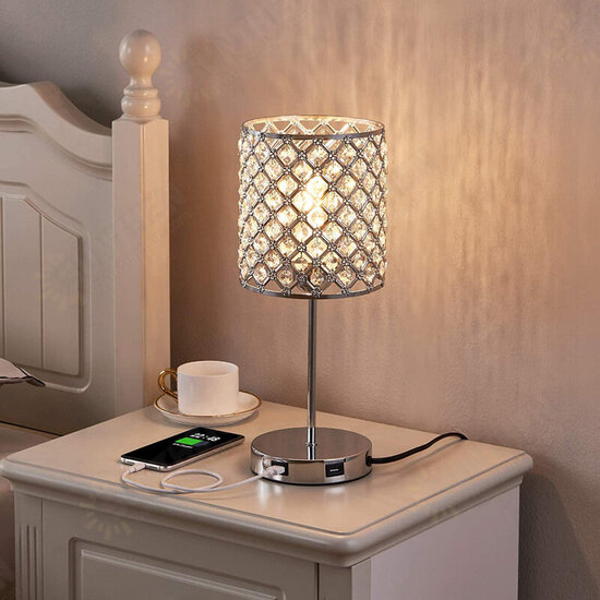 USB Rechargeable Crystal Desk Lamp Touch Dimming Bedside Lights Bedroom LED Night Light with Light Source