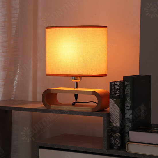 Wooden Modern Table Lamp Timber Bedside Lighting Desk Reading Light Brown White 85-265V