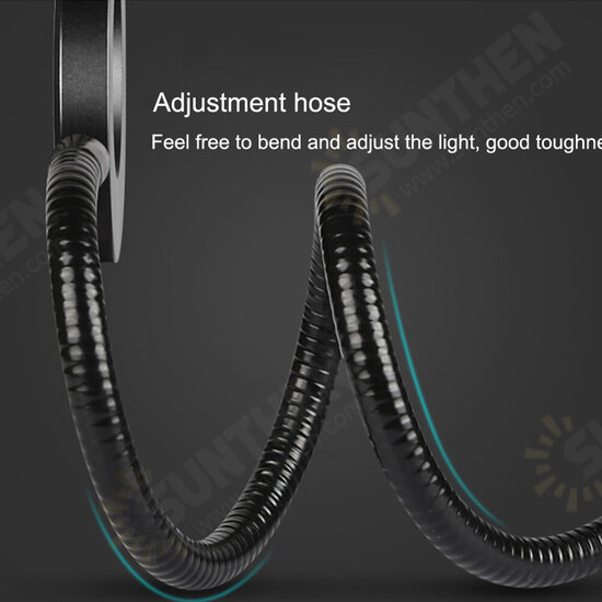 LED Book Lamp Clip Reading Light USB Power Black Flexible Hose Table Desk Headboard Home Study Dimmable Bright 5V Ring