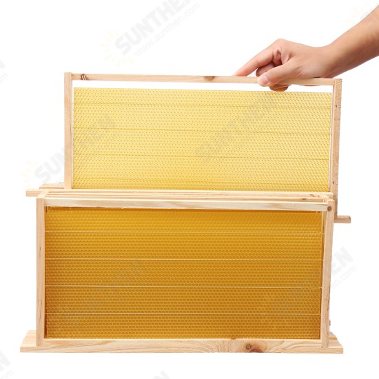 10Pcs Bees Wax Foundation Sheets Wood Beekeeping Pine Beehive Frame 49X23.5 cm