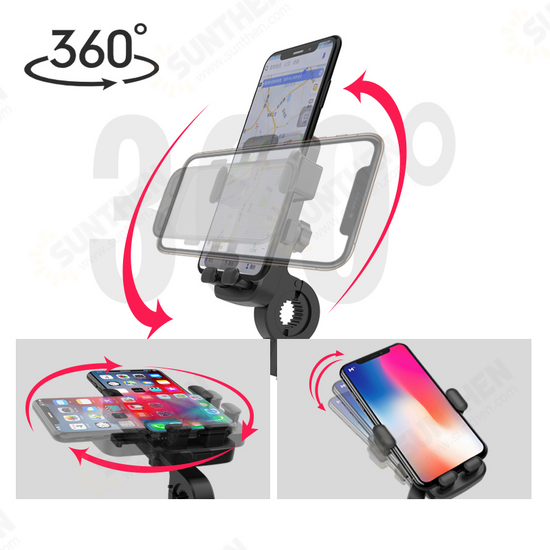 M1 360° Rotation Mechanical Lock Motorcycle Bicycle Handlebar Mobile Phone Holder Stand for Devices between 4.7-6.5 inch for Redmi Note 8