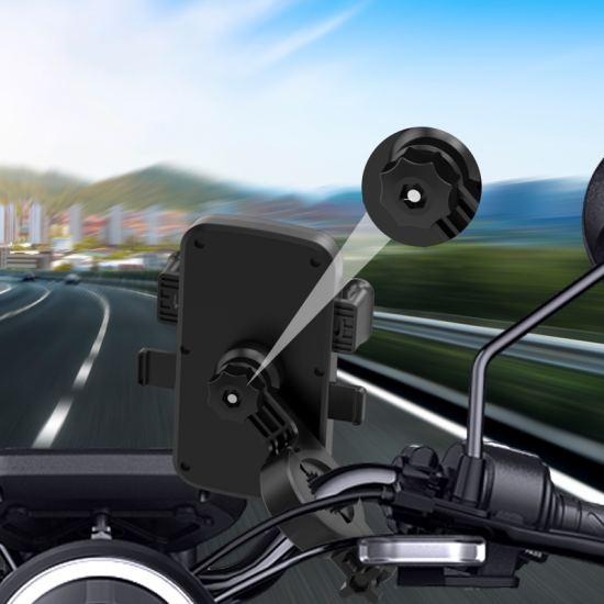 M1 360° Rotation Mechanical Lock Motorcycle Bicycle Handlebar Mobile Phone Holder Stand for Devices between 4.7-6.5 inch for Redmi Note 8