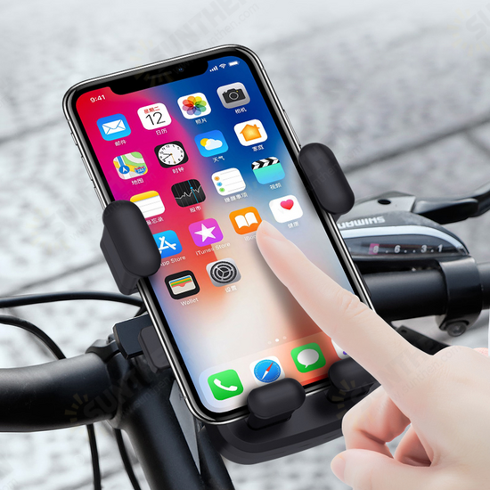 M1 360° Rotation Mechanical Lock Motorcycle Bicycle Handlebar Mobile Phone Holder Stand for Devices between 4.7-6.5 inch for Redmi Note 8