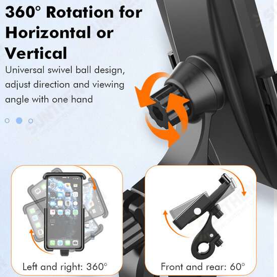 QX21 360° Rotation Outdoor Vlog Recording Motorcycle Electric Vehicle Aluminum Alloy Bicycle Handlebar Phone Holder Stand for POCO X3 F3 4.5-6.9 inch