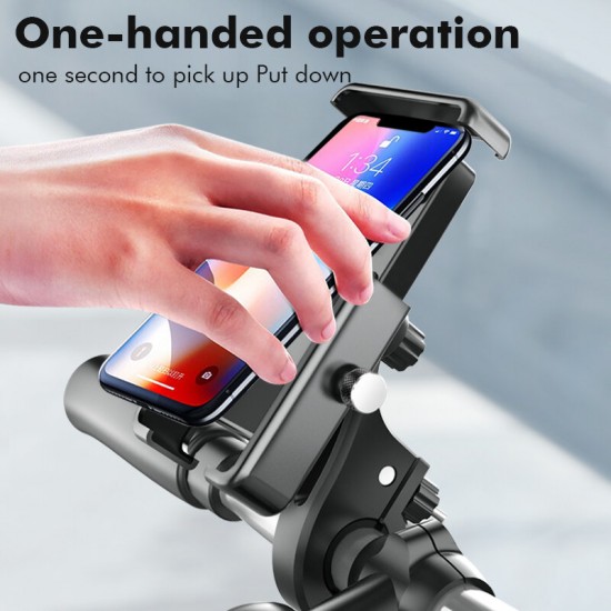 QX21 360° Rotation Outdoor Vlog Recording Motorcycle Electric Vehicle Aluminum Alloy Bicycle Handlebar Phone Holder Stand for POCO X3 F3 4.5-6.9 inch