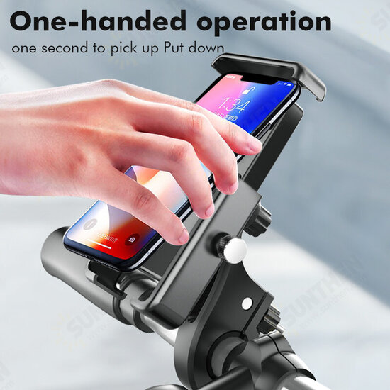 QX21 360° Rotation Outdoor Vlog Recording Motorcycle Electric Vehicle Aluminum Alloy Bicycle Handlebar Phone Holder Stand for POCO X3 F3 4.5-6.9 inch