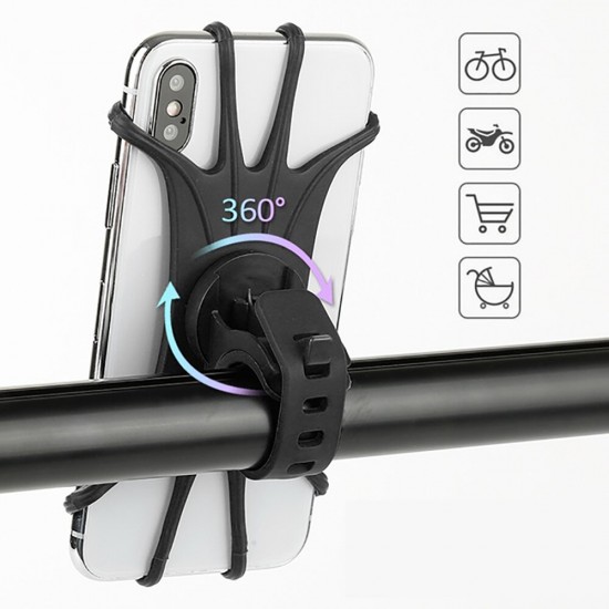 Universal 360° Rotation Elastic Wear-resistant Silicone Bicycle Handlebar Mobile Phone Holder Stand for Devices between 4.0-6.5 inch