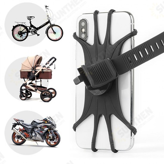 Universal 360° Rotation Elastic Wear-resistant Silicone Bicycle Handlebar Mobile Phone Holder Stand for Devices between 4.0-6.5 inch