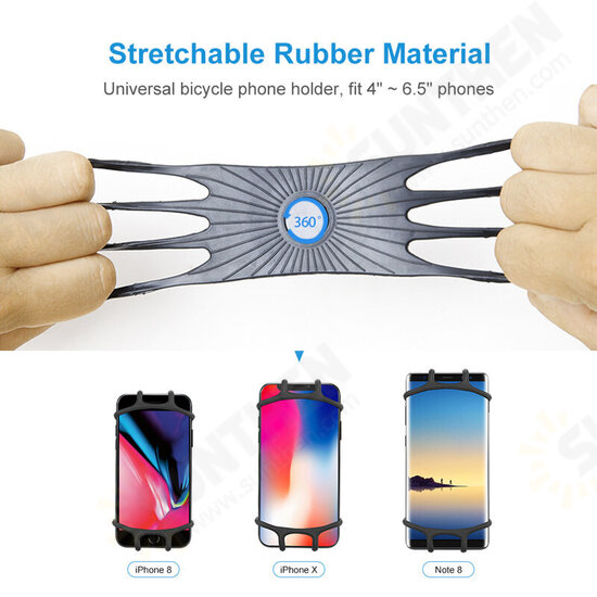 Universal 360° Rotation Elastic Wear-resistant Silicone Bicycle Handlebar Mobile Phone Holder Stand for Devices between 4.0-6.5 inch