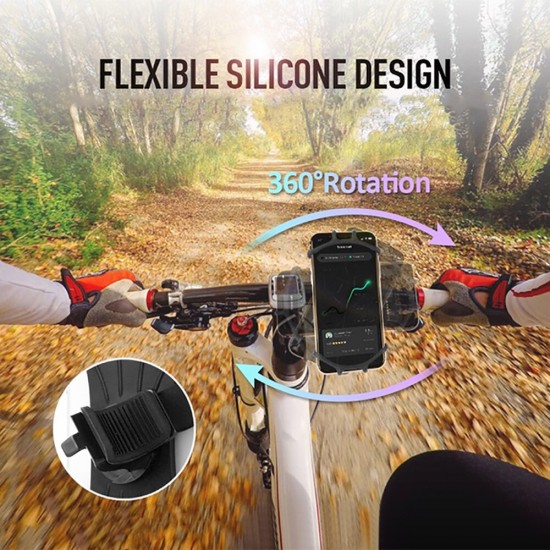 Universal 360° Rotation Elastic Wear-resistant Silicone Bicycle Handlebar Mobile Phone Holder Stand for Devices between 4.0-6.5 inch