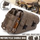 Left/ Right Side Universal Motorcycle Saddlebag Tool Storage Waterproof PU Leather Panniers Bag with Bottle Holder