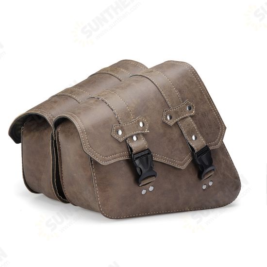 Left/ Right Side Universal Motorcycle Saddlebag Tool Storage Waterproof PU Leather Panniers Bag with Bottle Holder