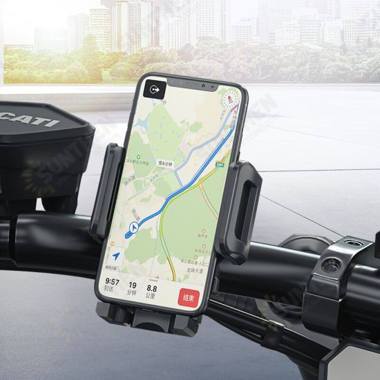 360° Adjustable Drop-proof Phone Holder with Fasten Clip for Bicycle/Motorcycle/Electric Vehicle Suit For Phone Width of 48mm-94mm