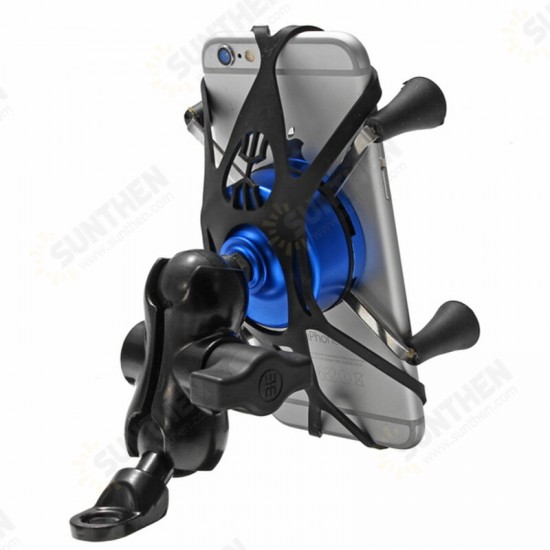 Universal Aluminum Alloy Motorcycle Bike Handlebar Mirror Mobile Phone Holder Stand Bracket Outdoor Vlog Recording for 4-6.5 inch Devices