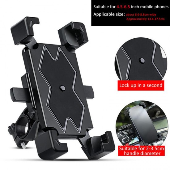 Wheel Up CT01 360° Rotation Mechanical Lock Motorcycle Bicycle Handlebar Mobile Phone Holder Stand for Devices between 4.5-6.5 inch