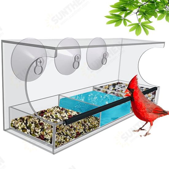 Clear House Window Bird Feeder Birdhouse With Suction Outdoor Garden Feeding