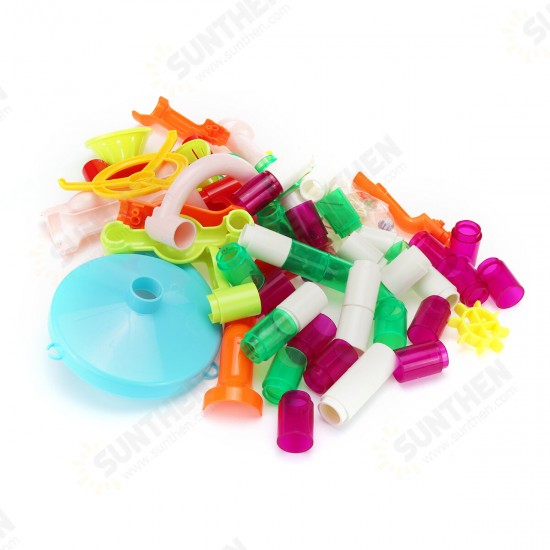 105 Pcs Colorful Transparent Plastic Creative Marble Run Coasters DIY Assembly Track Blocks Toy for Kids Birthday Gift