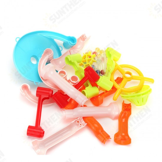 105 Pcs Colorful Transparent Plastic Creative Marble Run Coasters DIY Assembly Track Blocks Toy for Kids Birthday Gift