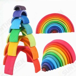 12 Pcs Baby Toys Rainbow Blocks Wooden Rainbow Stacker Nesting Puzzle Creative Montessori Building Blocks Educational Toys 12 Pcs Baby Toys Rainbow Blocks Wooden Rainbow Stacker Nesting Puzzle Creative Montessori Building Blocks Educational Toys