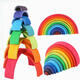 12 Pcs Baby Toys Rainbow Blocks Wooden Rainbow Stacker Nesting Puzzle Creative Montessori Building Blocks Educational Toys