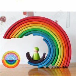 12 Pcs Baby Toys Rainbow Blocks Wooden Rainbow Stacker Nesting Puzzle Creative Montessori Building Blocks Educational Toys 12 Pcs Baby Toys Rainbow Blocks Wooden Rainbow Stacker Nesting Puzzle Creative Montessori Building Blocks Educational Toys