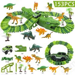 153Pcs Dinosaur Railway Car Track Racing Track Toys Set Bend Flexible Race Track Flash Light Car Educational Toys for Kids Gift 153Pcs Dinosaur Railway Car Track Racing Track Toys Set Bend Flexible Race Track Flash Light Car Educational Toys for Kids Gift