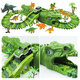 153Pcs Dinosaur Railway Car Track Racing Track Toys Set Bend Flexible Race Track Flash Light Car Educational Toys for Kids Gift