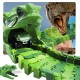 153Pcs Dinosaur Railway Car Track Racing Track Toys Set Bend Flexible Race Track Flash Light Car Educational Toys for Kids Gift