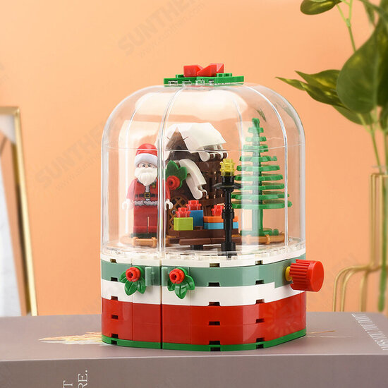 249 Pcs 601090 Blocks Christmas Rotating House Bricks Santa Claus Dust Cover Building Blocks Educational Toys for Kids Gifts