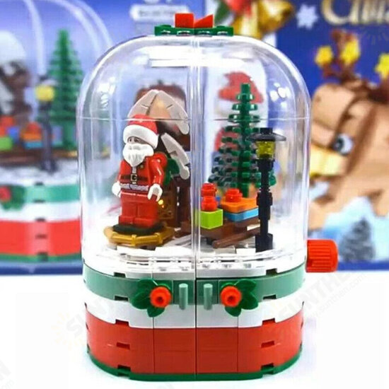 249 Pcs 601090 Blocks Christmas Rotating House Bricks Santa Claus Dust Cover Building Blocks Educational Toys for Kids Gifts